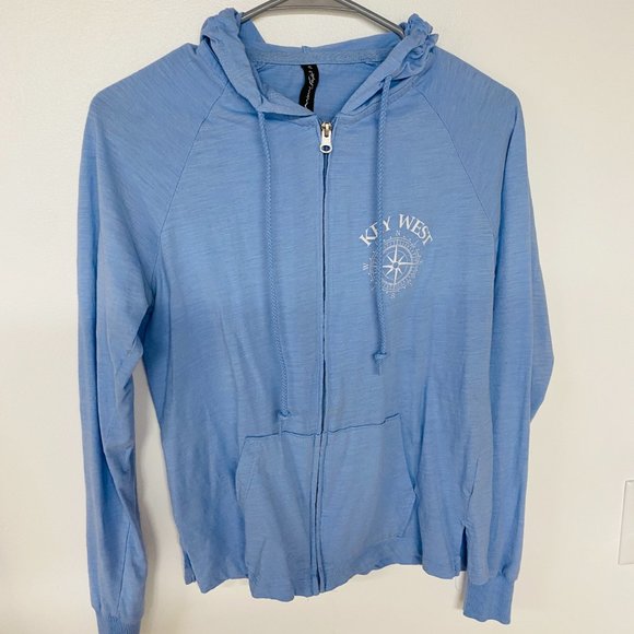 Women's Lightweight Blue Zip up Sweashirt - Picture 1 of 4